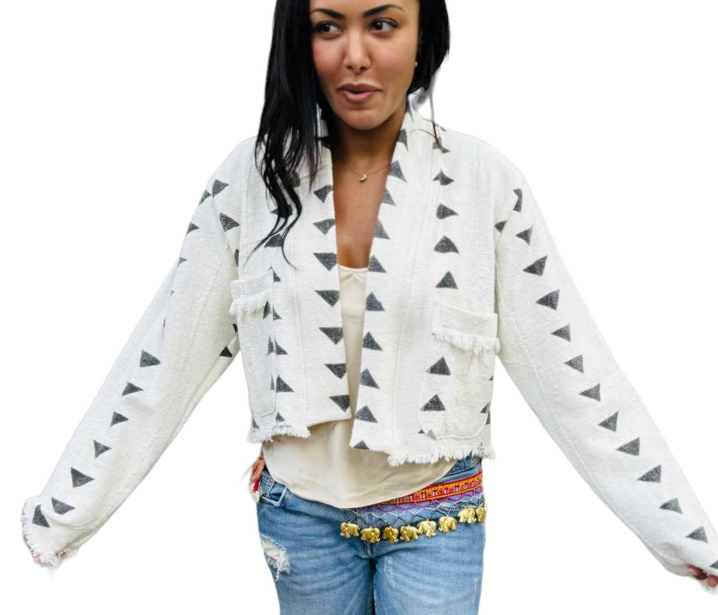 CROPPED MUDCLOTH JACKET