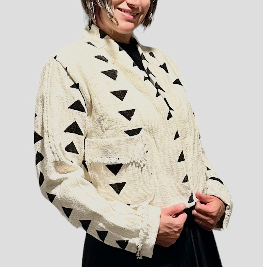 CROPPED MUDCLOTH JACKET