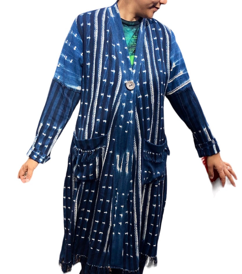 Long Vintage Indigo Coat