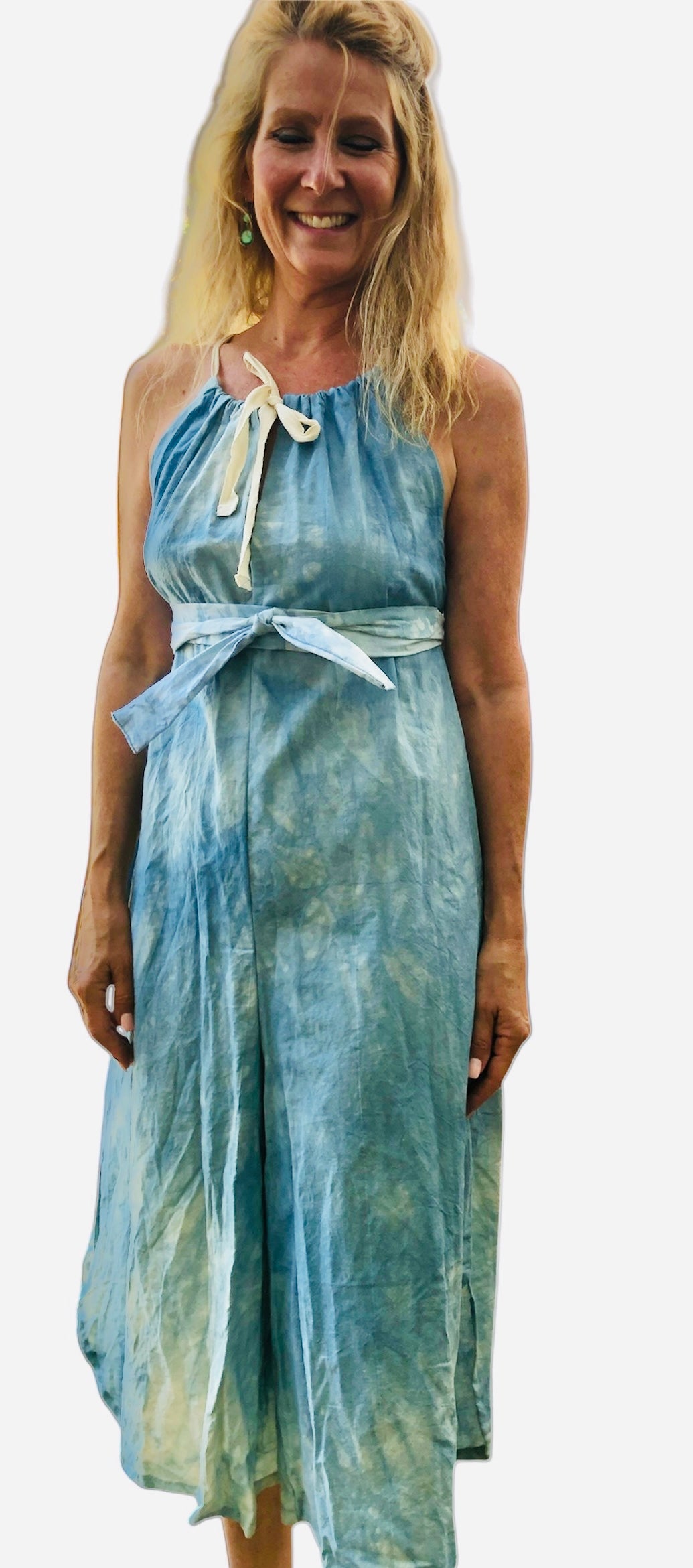 ROMPER -Sleeveless Indigo tie dye