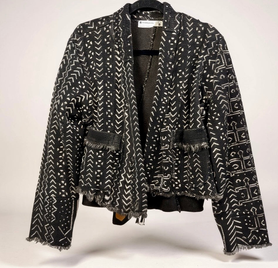 CROPPED JACKET black w white pattern size small