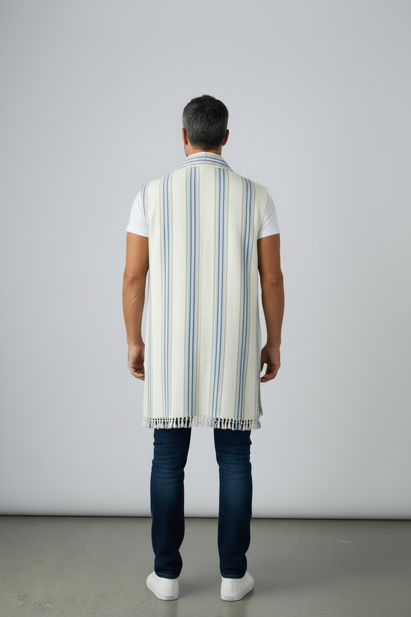 VEST Long Mudcloth and Indigo Patchwork