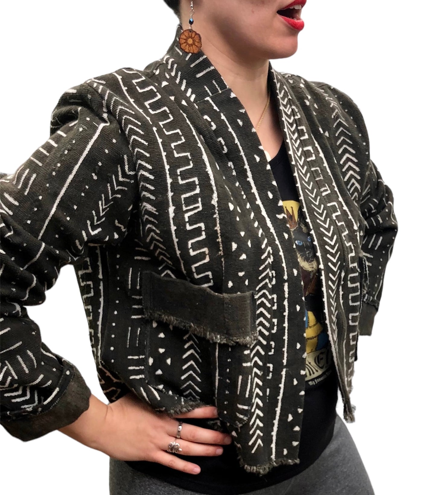 CROPPED MUDCLOTH JACKET