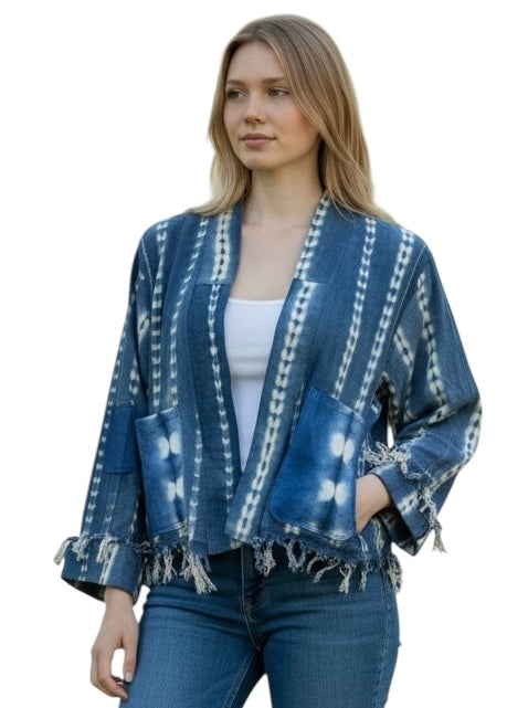 CROPPED JACKET VINTAGE INDIGO. size: small