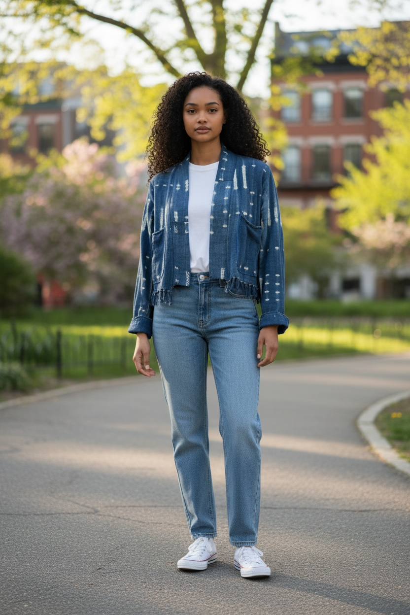 CROPPED JACKET VINTAGE INDIGO. size: small