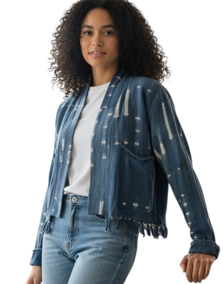 CROPPED JACKET VINTAGE INDIGO. size: small