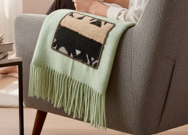 Window scarf  poly/rayon with mudcloth  insert