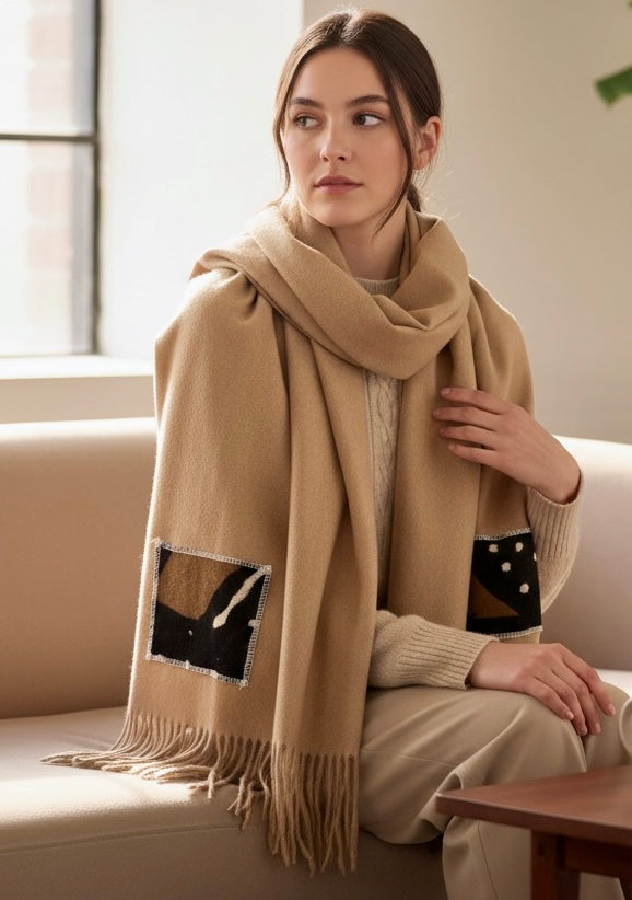 Window scarf  poly/rayon with mudcloth  insert