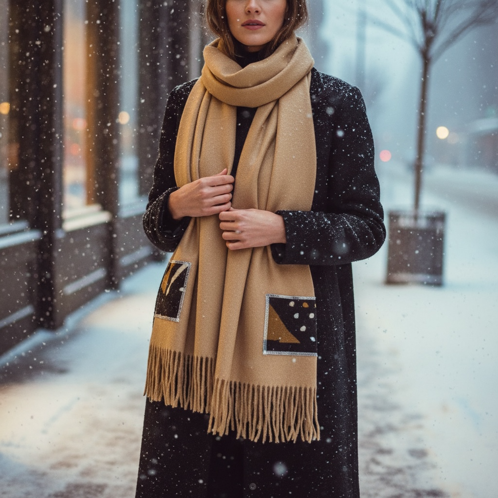 Window scarf  poly/rayon with mudcloth  insert