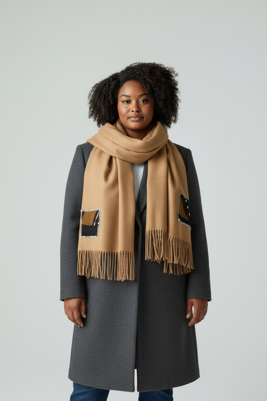 Window scarf  poly/rayon with mudcloth  insert