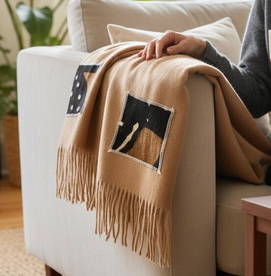 Window scarf  poly/rayon with mudcloth  insert