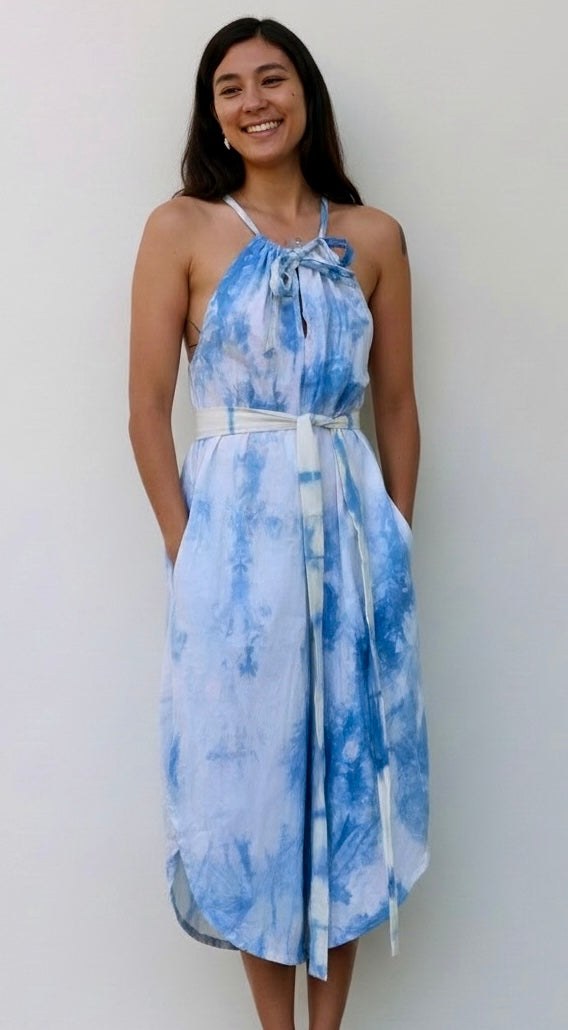 ROMPER -Sleeveless Indigo tie dye