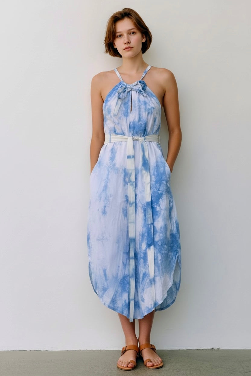 ROMPER -Sleeveless Indigo tie dye