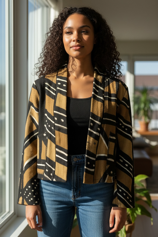 CROPPED JACKET 3 color mudcloth size small