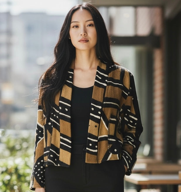 CROPPED JACKET 3 color mudcloth size small