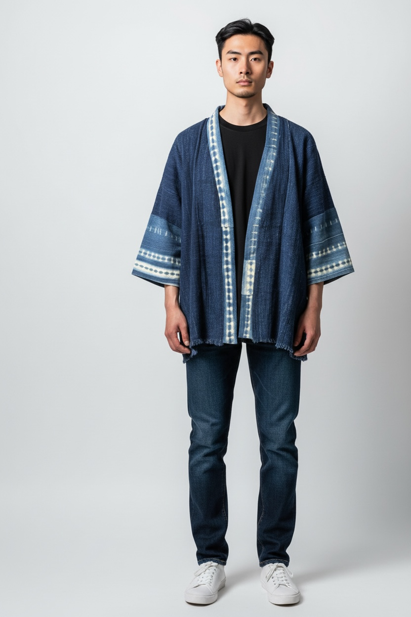 KIMONO INDIGO MUDCLOTH