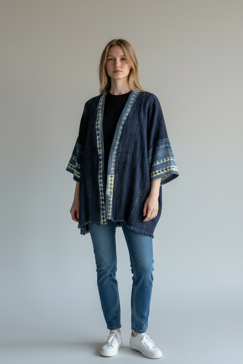 KIMONO INDIGO MUDCLOTH