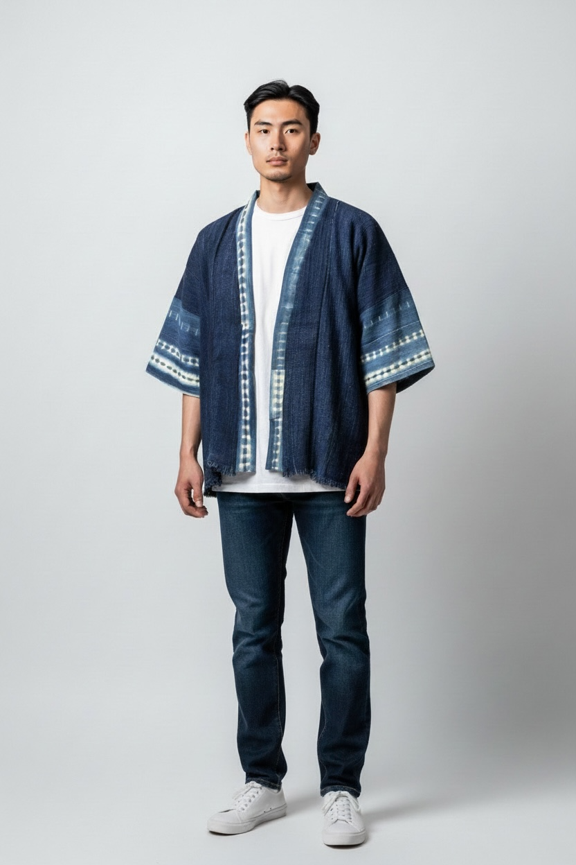 KIMONO INDIGO MUDCLOTH