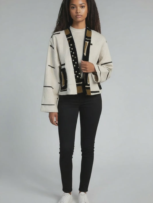 CROPPED MUDCLOTH JACKET